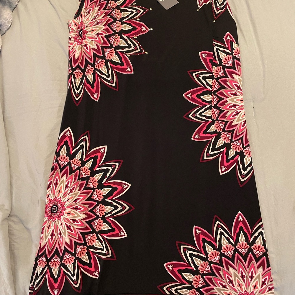 JM Collection Black and Pink Patterned Top
